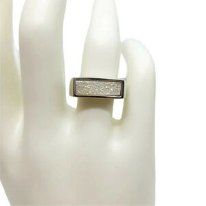 Sterling Silver 7mm Purple Druzy Rectangle Faced Ring PJC 925 Sz: 7